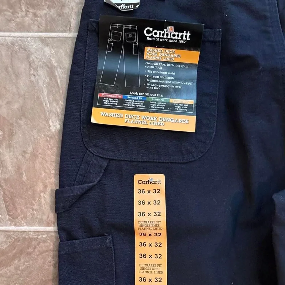 Vintage 00s Y2K flannel lined Carhartt Pants, Size 36 x 32, Brand New With Tags